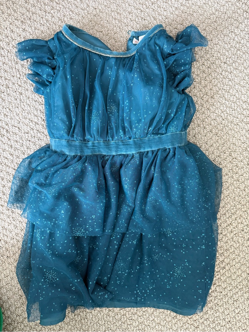Cat & Jack Teal Glitter Tulle Dress